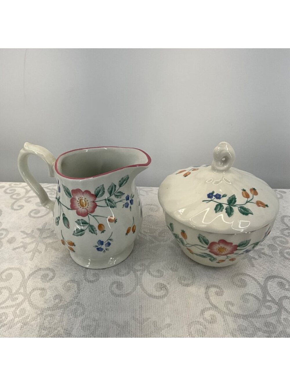 Churchill Briar Rose Staffordshire England Cream & Sugar Bowl Set